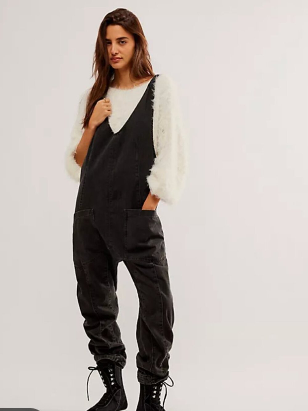 Free People - High Roller Jumpsuit - Black Denim